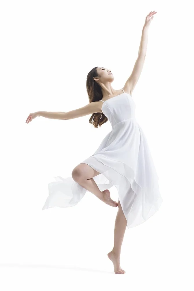 Donne Moderno Abito Lirico Camisole Dance Costume Balletto Asimmetrico High-Low Mesh Gonnato Senza Maniche Leotard Ginnastica Body da Danza Vestito da Balletto Classica Leotard