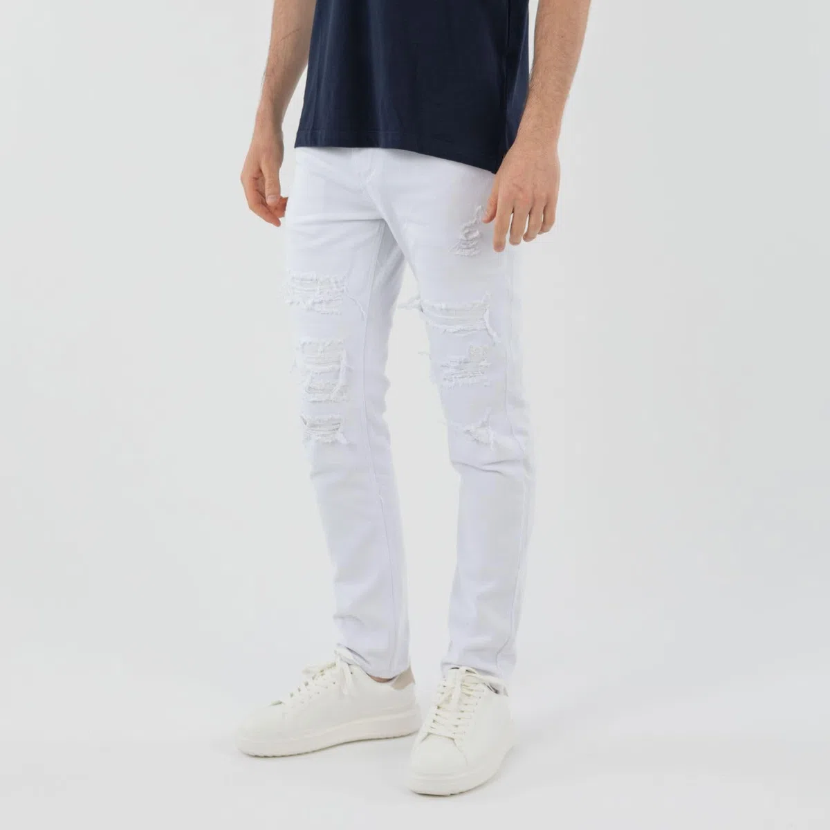 TONY BACKER - Jeans Strappati Uomo, Jeans Regular Fit Elasticizzati, Denim Uomo Casual Fashion, Straight Comfort, Neri e Bianchi, Taglie 44-54 Art. YG3424