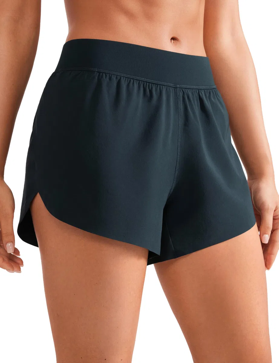 CRZ YOGA Pantaloncini da Corsa a Vita Alta con Spacco Alto, Asciugatura Rapida