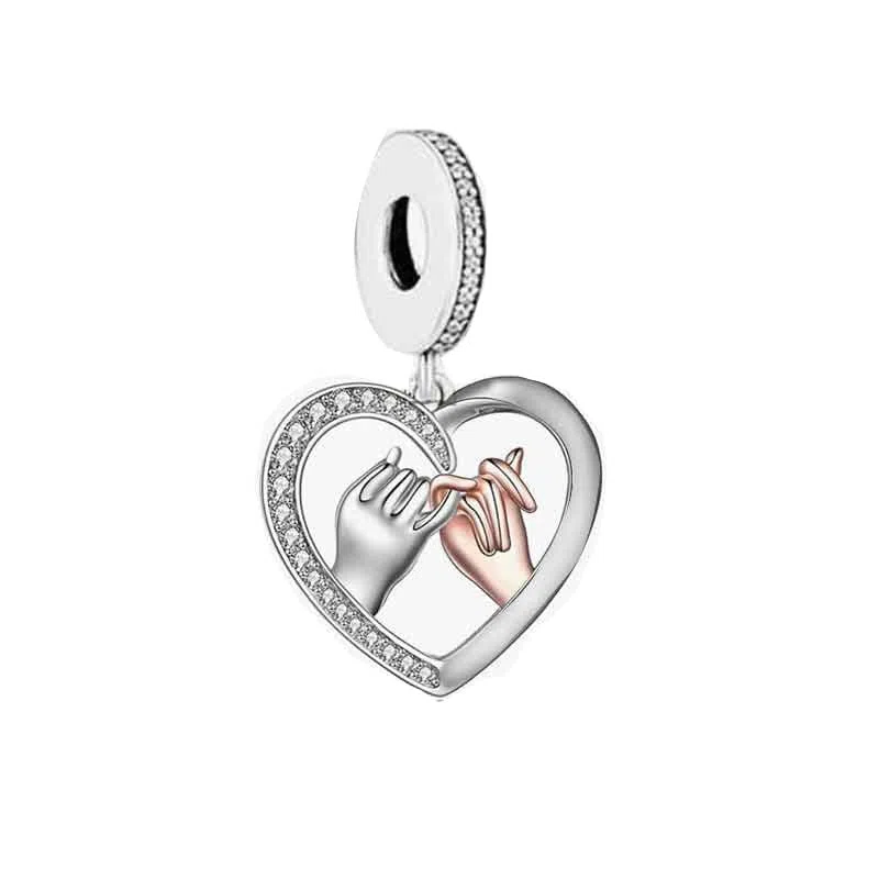 Ciondolo commemorativo in argento Sterling 925 con scritta in lingua inglese "Daughter", con ali d'angelo, giraffa, sorella, compleanno, cuore, in oro rosa, compatibile con braccialetti Pandora