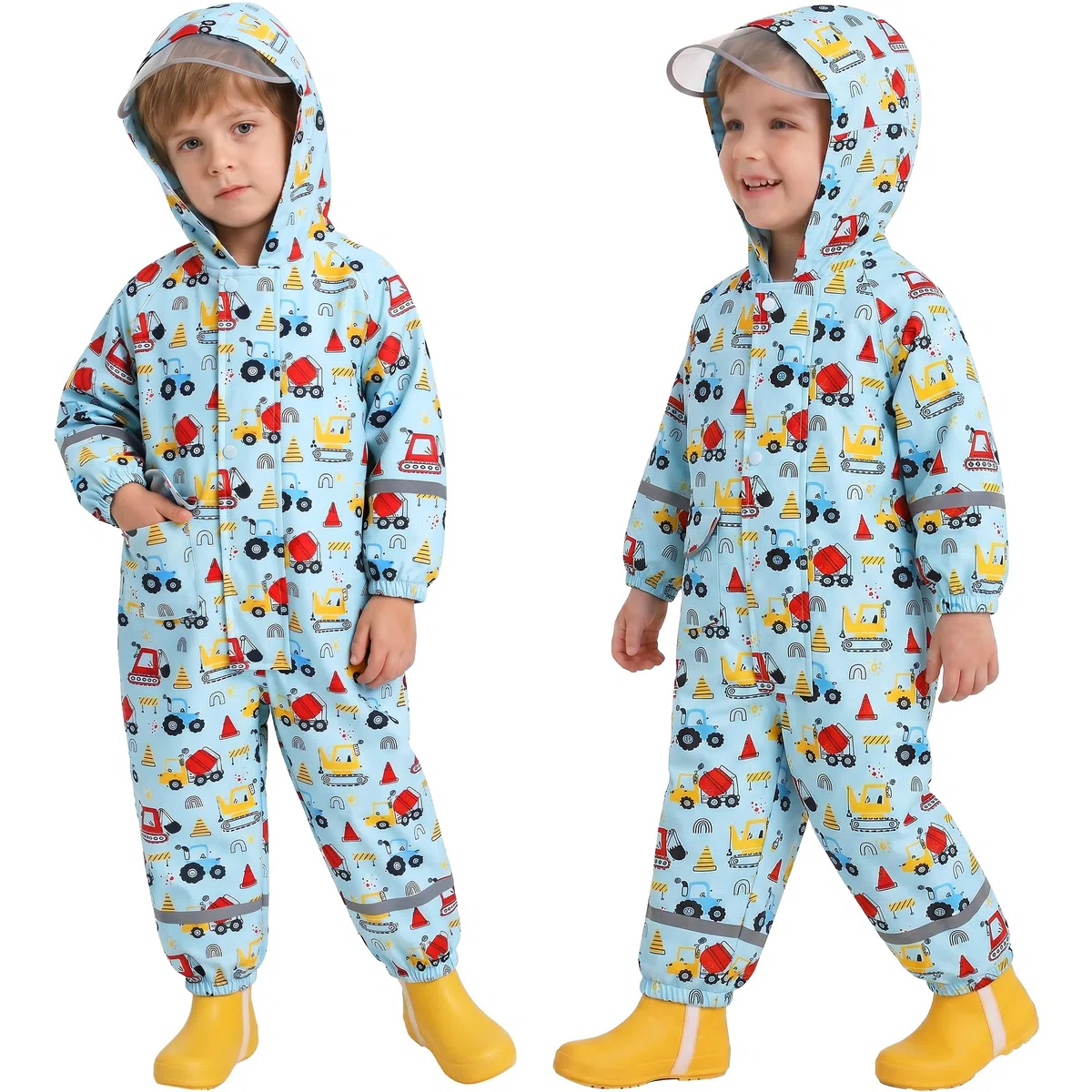 Ragazze Impermeabile con Cappuccio Bambini Tuta da Pioggia Leggero Tutto in Uno Giacche Stampe Cartone Tutina Antipioggia Giacca Poncho Impermeabili Abbigliamento Bambina 1-9 Anni