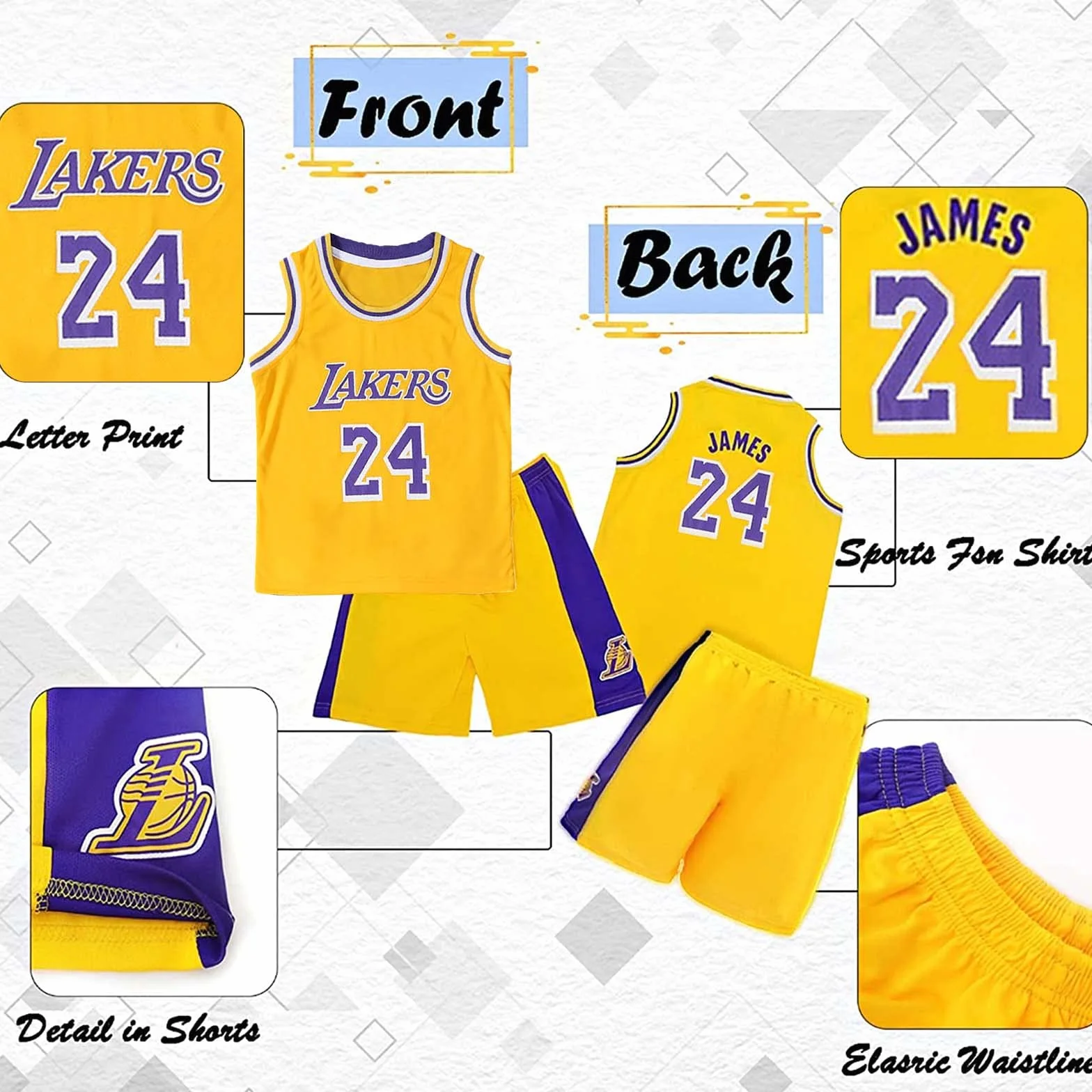 Kit di Maglia da Basket Bambini Fans Jersey Boys Sportswear Gilet da Basket Senza Maniche Top e Pantaloncini Sport Set Tuta Estiva Regali per Ragazzi Grils