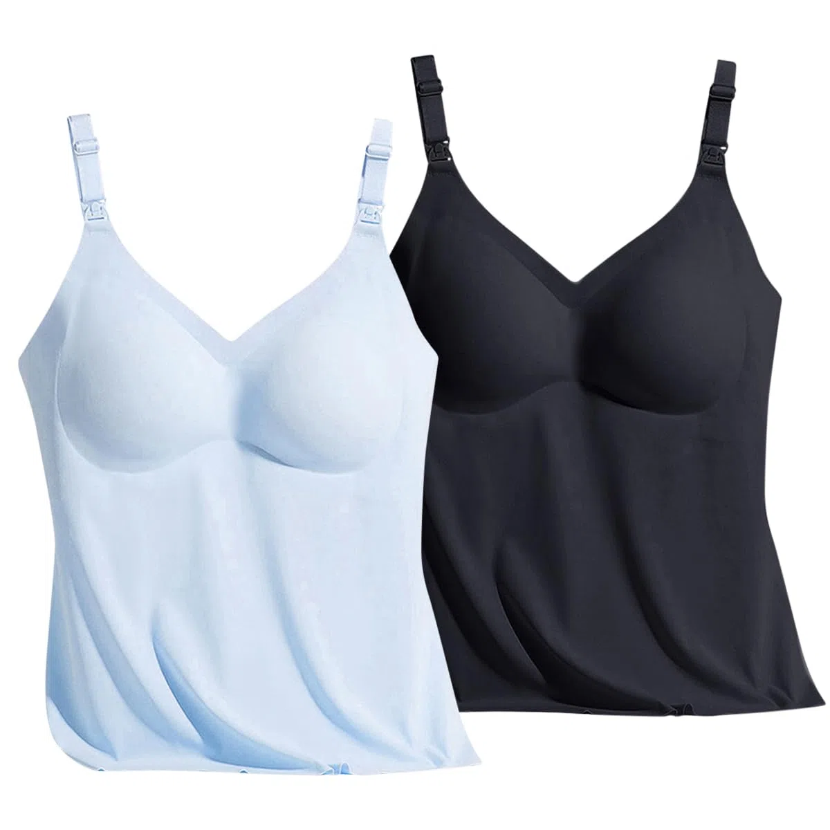 Confezione da 2 Top da Donna Senza Cuciture con Reggiseno Integrato Regolabile per l'Abbigliamento al Seno, Confortevole e Sostegno per Salotto e Dormire l'uso Quotidiano
