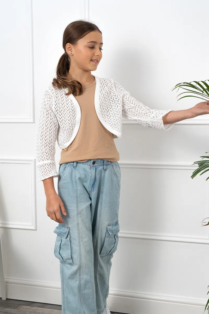 Bolerose Ragazze Manica Lunga Bolero Cardigan a Maglie Larghe Bambini