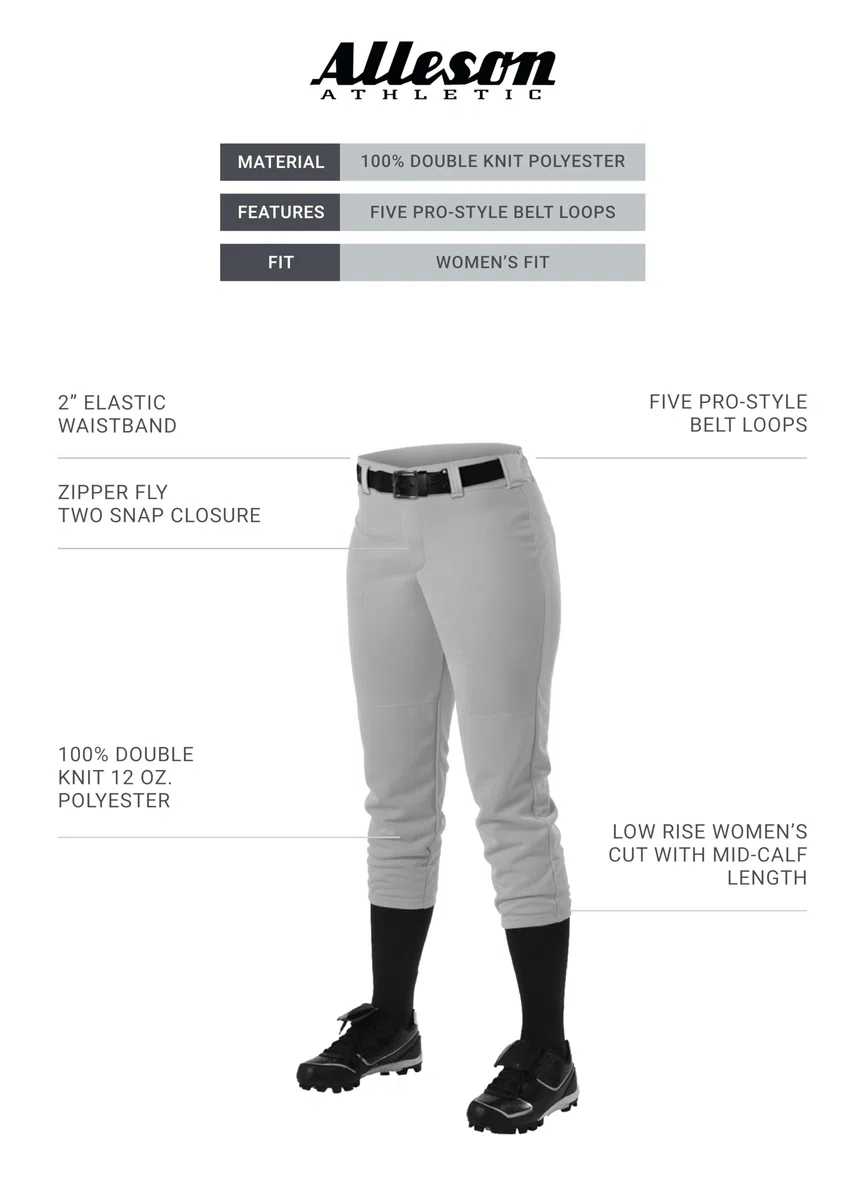 Alleson Athletic Ragazze Atletiche Ragazze Fast Pitch Softball Cintura Loop Pantaloni Ragazze Fastpitch/Softball Cintura Loop Pant
