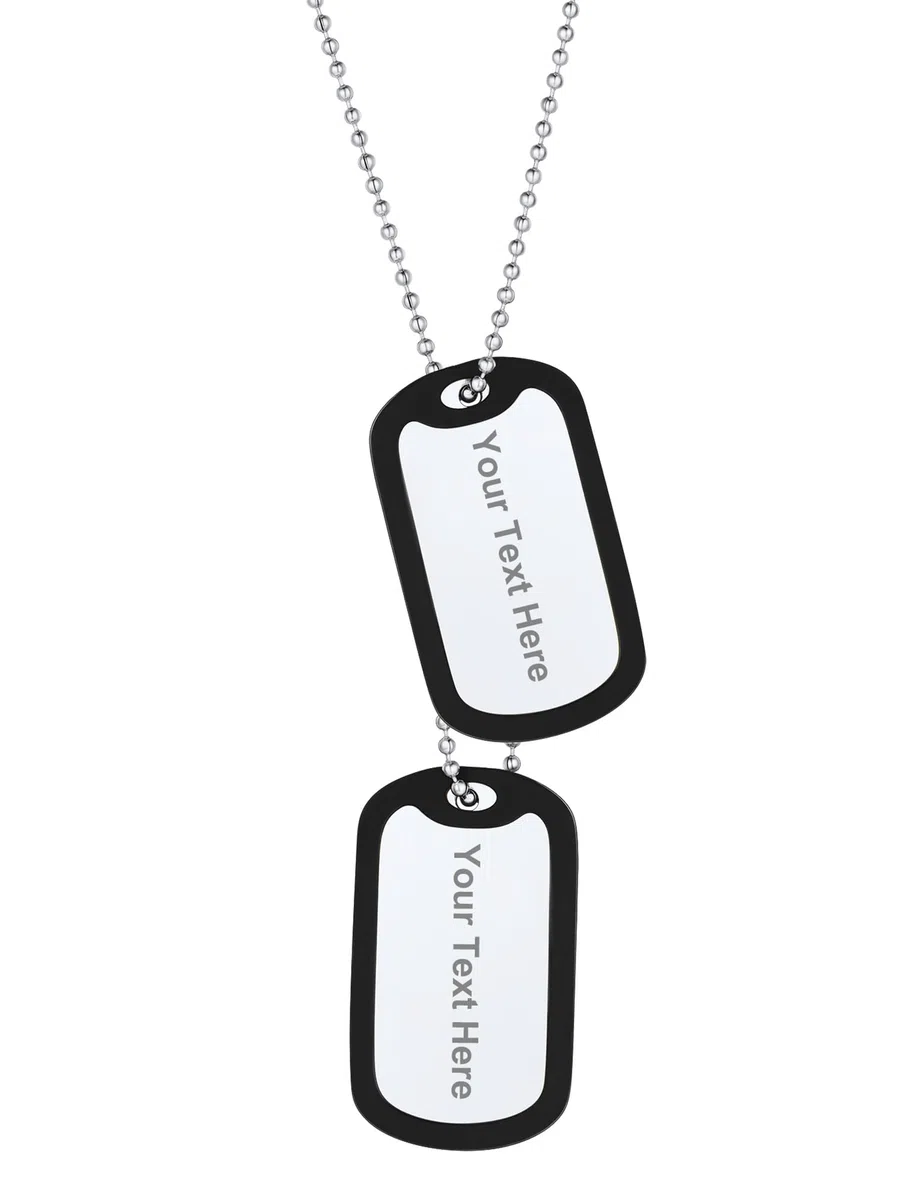 PROSTEEL Collana Uomo, Collana Militare Personalizzata, Piastrine Dog Tag, Incisione Laser, Catena Palla 55+5 CM, Ciondolo Targhetta dell'Esercito, Militare ID Targhetta(con Confezione)