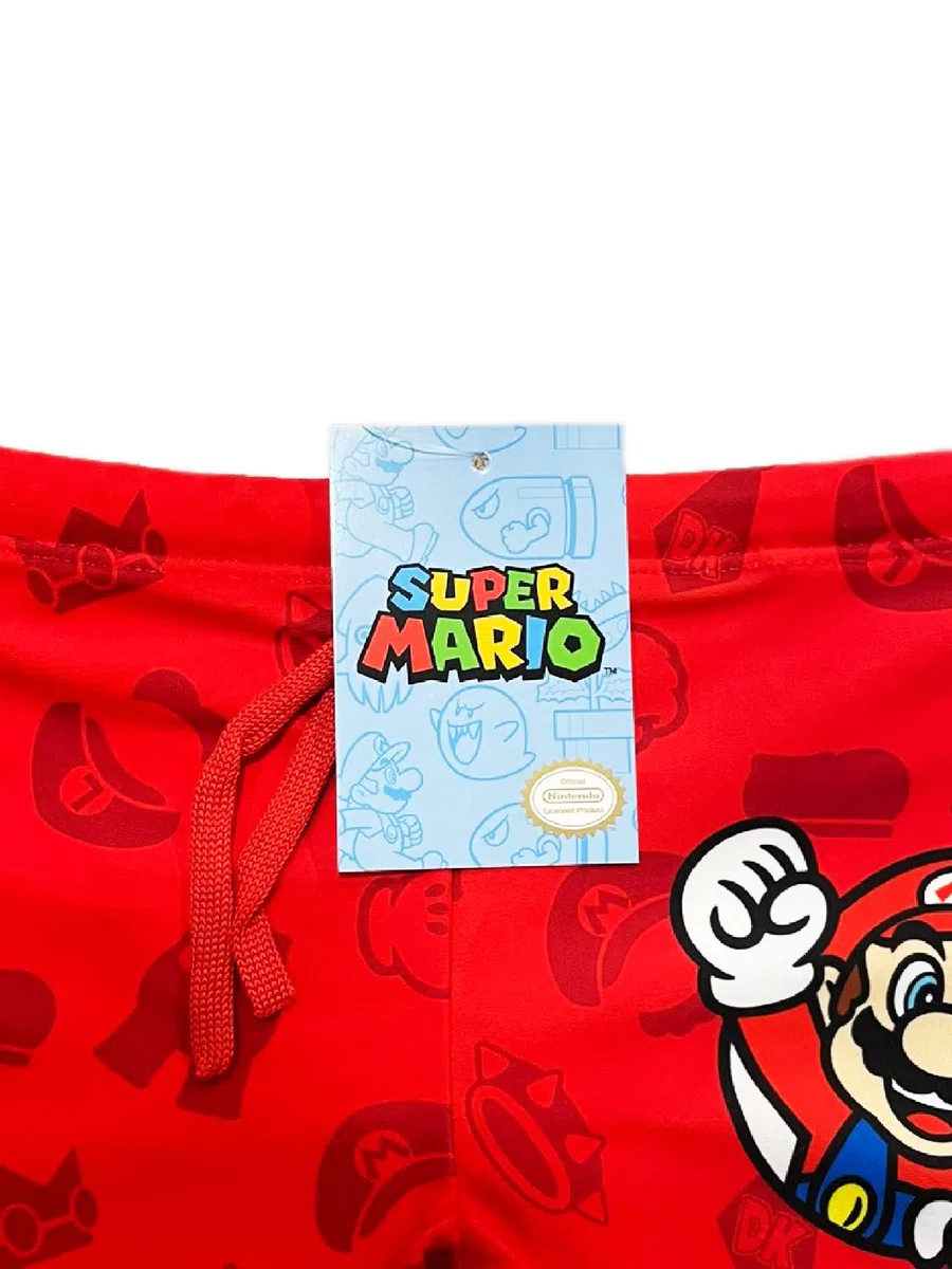 Costume Super Mario Bambino. Ufficiale. Modello Disegni. Boxer Mare Poliestere. Pantaloncino da Mare per Bambini Ragazzi. Costume Piscina. Mario Luigi Yoshi.
