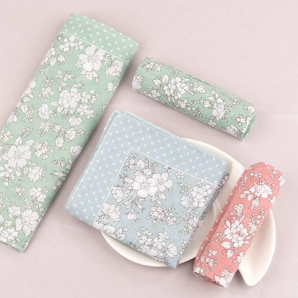 HOULIFE Fazzoletti da donna in puro cotone, 45 x 45 cm, 3 colori per uso quotidiano