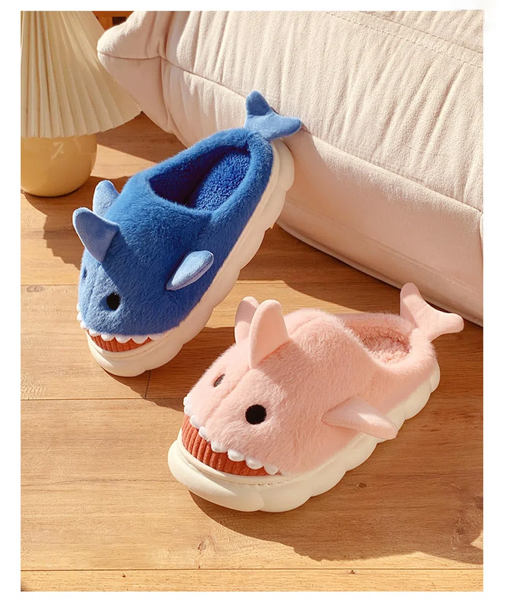 dressfan Pantofola Squalo Peluche,Carino Animale Squalo Pantofole da Casa Comode Caldo,Silenzioso Spessore Morbido Antiscivolo Memory Foam Slipper,Inverno Pantofole Divertenti per Donne & Uomo