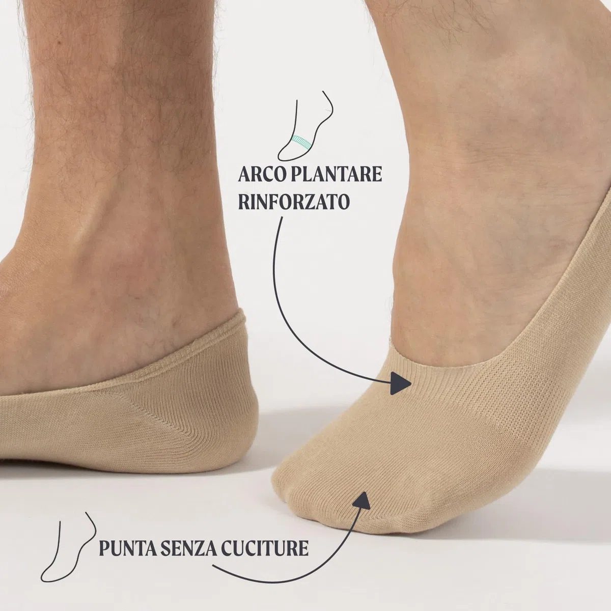 CALZITALY PACK 6-12 Paia Calzini Fantasmini Corti in Cotone, Salvapiedi Unisex, Calzini Invisibili Uomo Donna | Made in Italy