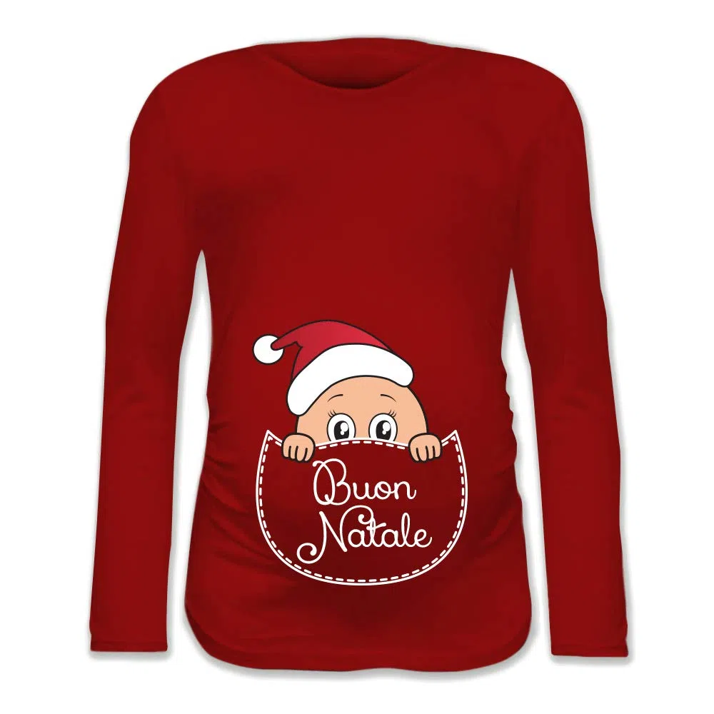 Babloo Maglia Premaman Tshirt maternità Natalizia Bimbo Tasca Buon Natale Regalo per Il Natale Manica Lunga
