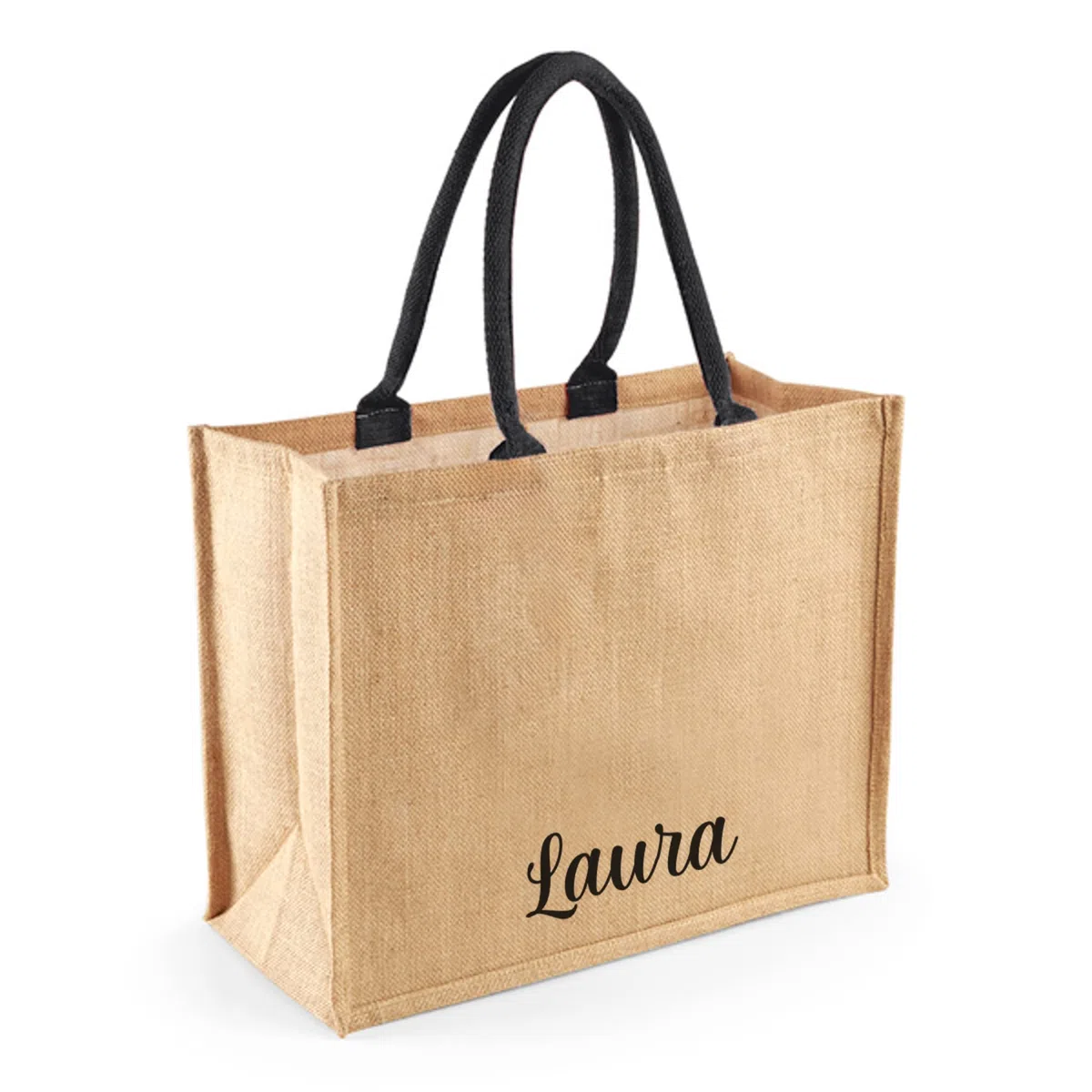 Borsa in Juta Personalizzabile con Iniziali o Nome Tote Bag Donna Grande 42x33x19 cm Estiva per Spiaggia Mare Personalizzata