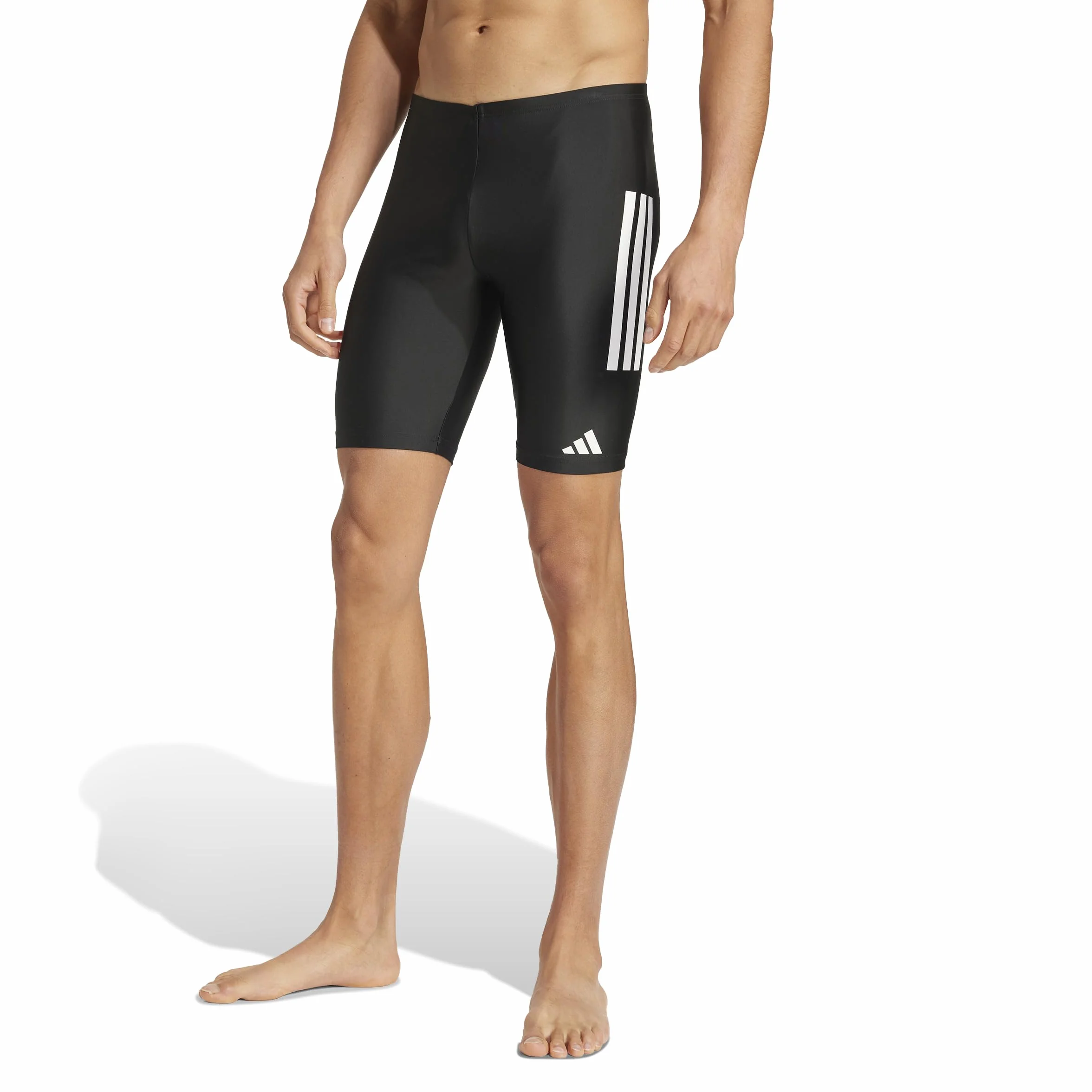 adidas Homme 3 Stripes Swim Jammers 8 inch, Black/White, L-XL