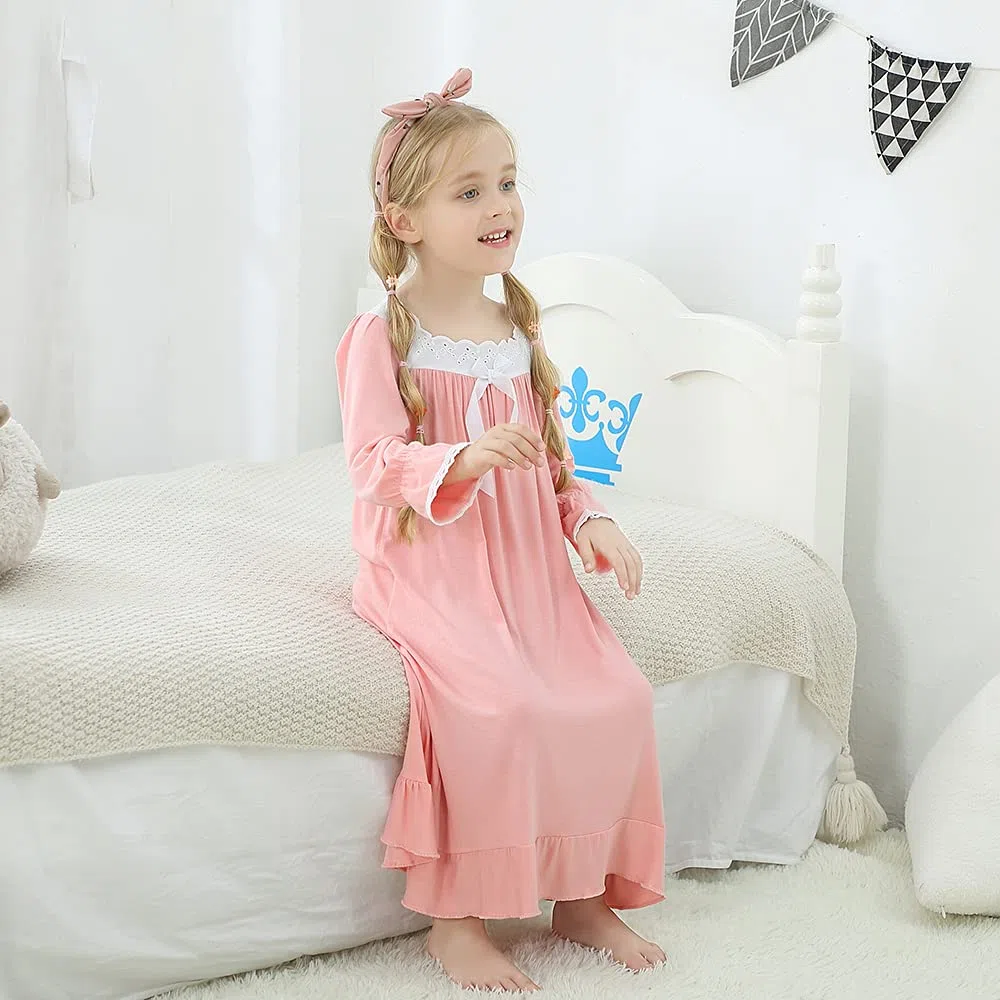 Camicetta da Notte da Bambina, a Maniche Lunghe, Morbida, per la Famiglia, Pigiama Lungo