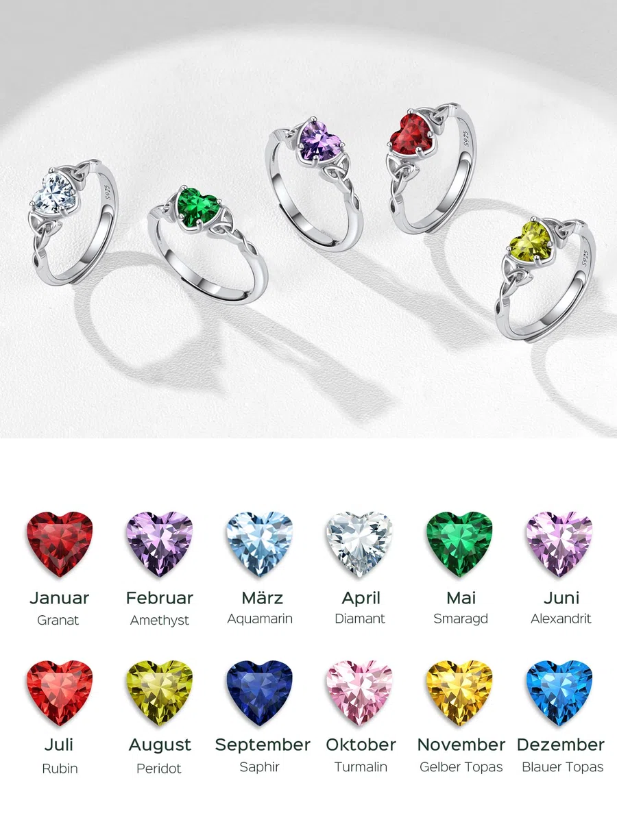 ChicSilver Anelli Donna Argento 925 Regolabili, Anello Donna Regolabile con 12 Mesi Pietra Portafortuna, Fedina Argento 925 Cuore Ragazza Fidanzamento Confezione Regalo