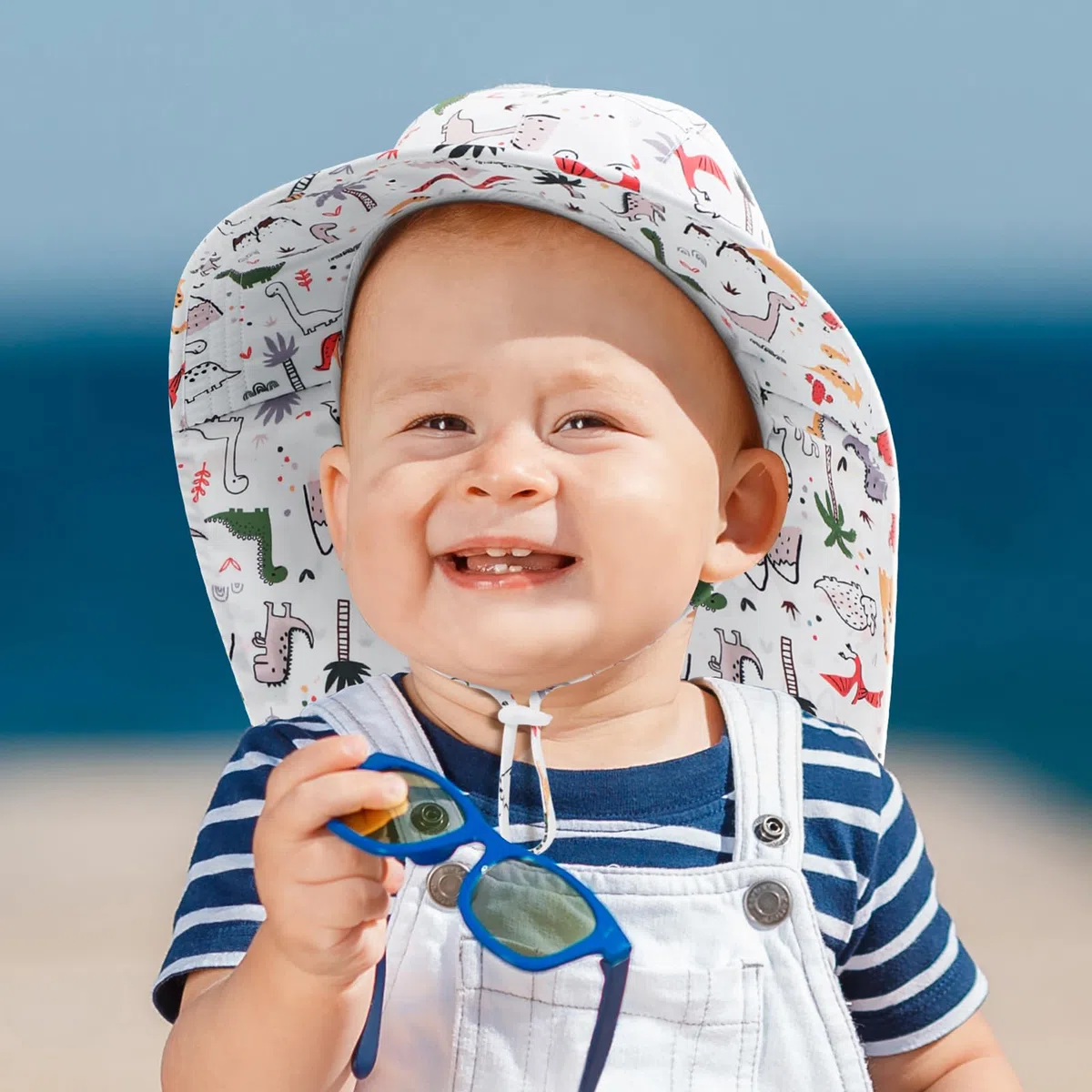MASOCIO 2 Pezzi Cappello Neonato con Copricollo Cappellino Estivo Sole Bimbo Bambino Cappello Regolabile 6 Mesi-6 Anni