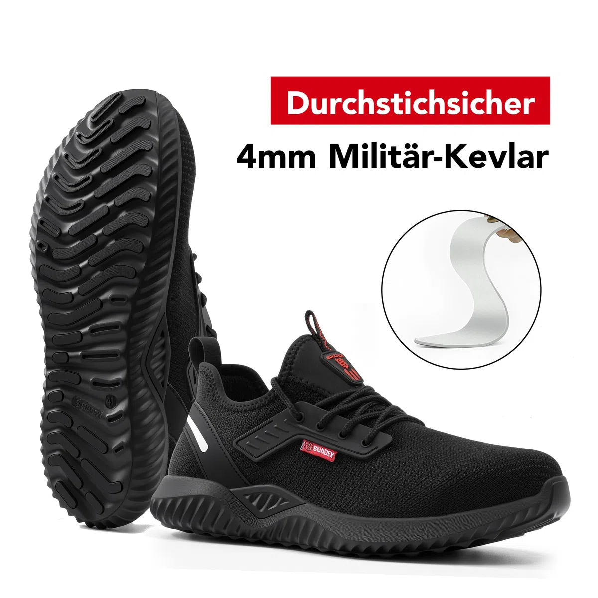 SUADEX Scarpe Antinfortunistiche Uomo Donna Leggere Scarpe da Lavoro Ammortizzazione Leggeree Sportive CantierTraspiranti Sicurezza con Puntale in Acciaio EU 37-48