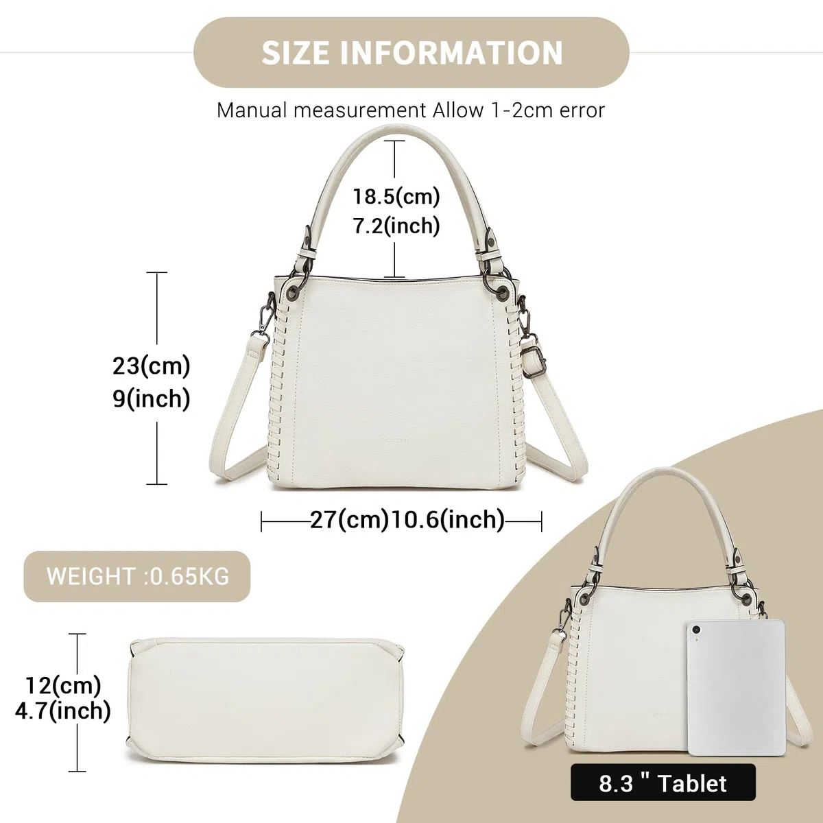 Miss Lulu Borsa Donna Tracolla Elegante Media, Borse Mano Spalla Morbida PU Pelle Impermeabile, Borsetta Grande Con 3 Tasche, Tote Bag per Lavoro Scuola Università e Viaggio