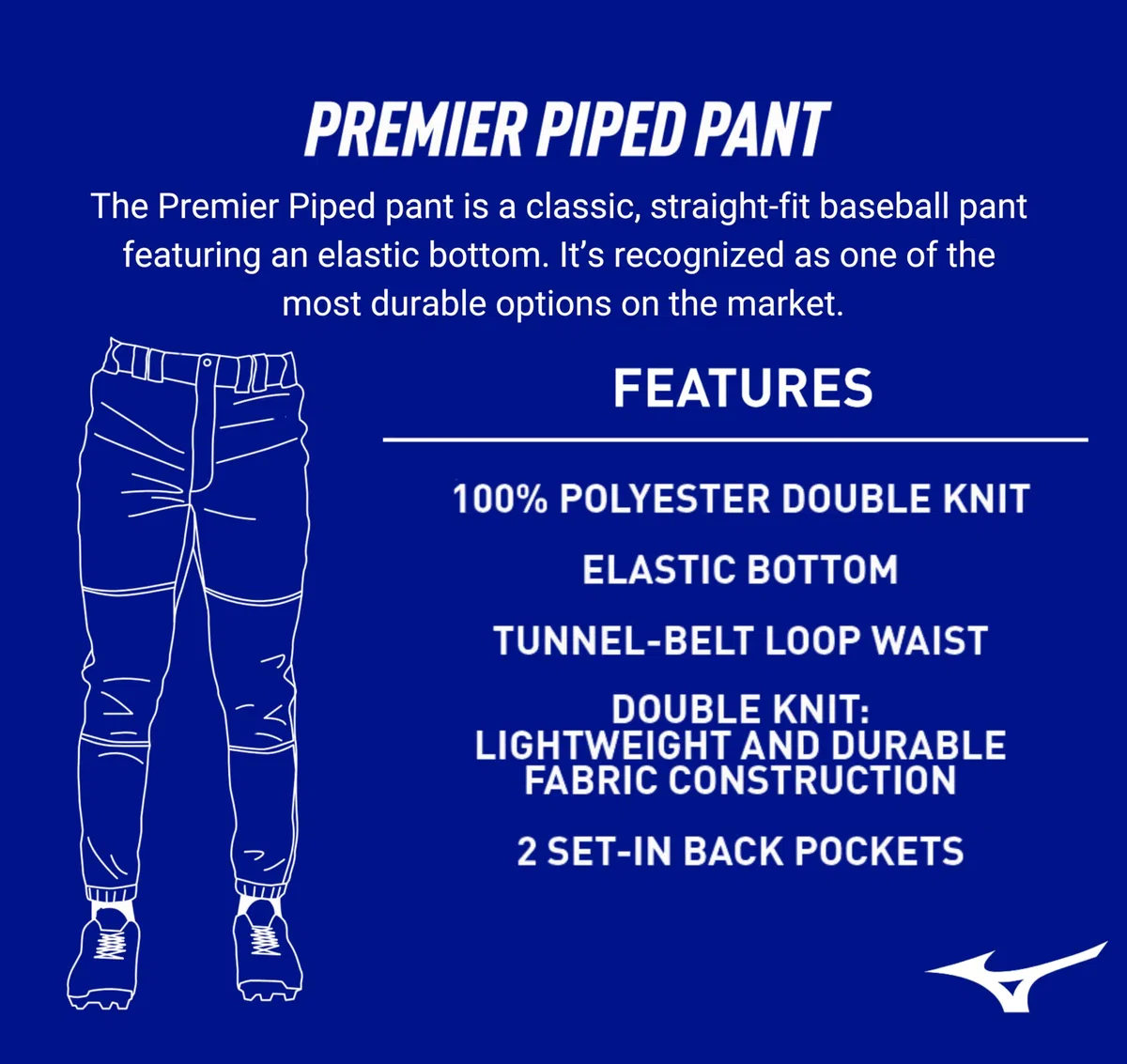 Mizuno - Pantaloni da Baseball Premier con tubazioni
