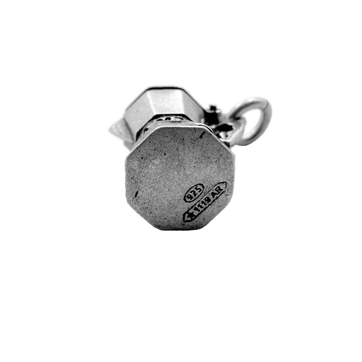Ciondolo Caffettiera Moka Argento 925 Macchinetta da Caffè Portafortuna Pendente MADE IN ITALY