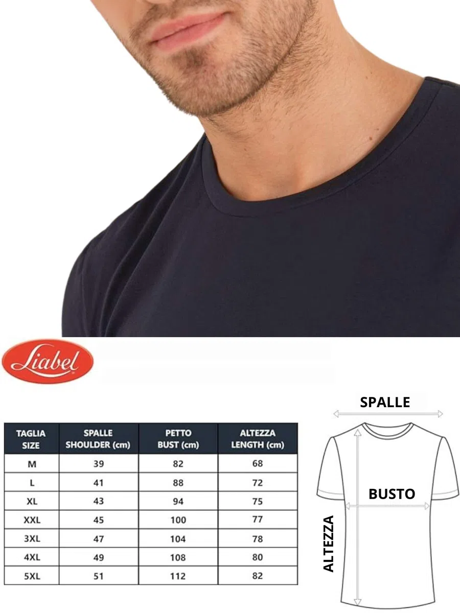 Liabel 2 Maglie Termiche Uomo 100% Caldo Cotone Interlock Nuova Maglia Termica Uomo in Thermocotton Soffice e Vaporosa Maglia Intima Uomo Cotone Bianche o Nere S-XXL