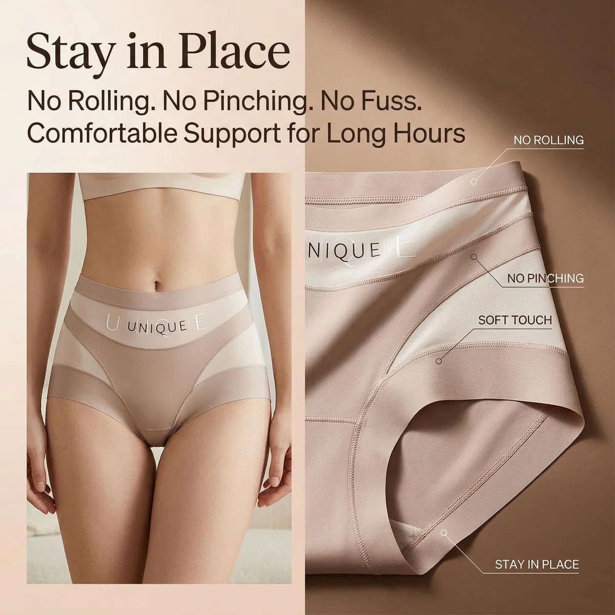 Unique Underwear Tummy Control, Women's High-Waisted Tummy Control Panties, Breathable Mesh | Seamless Ice Silk