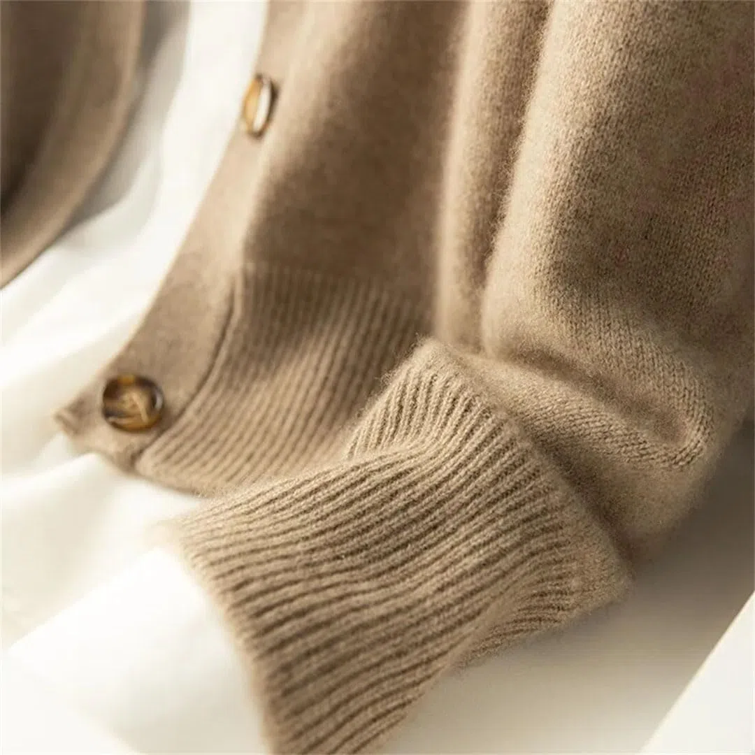 Alloaone Cardigan in Maglione di Cashmere A Maniche Lunghe da Donna con Maglione Lavorato A Maglia di Lana Sciolta A Collo Mezzo Alto
