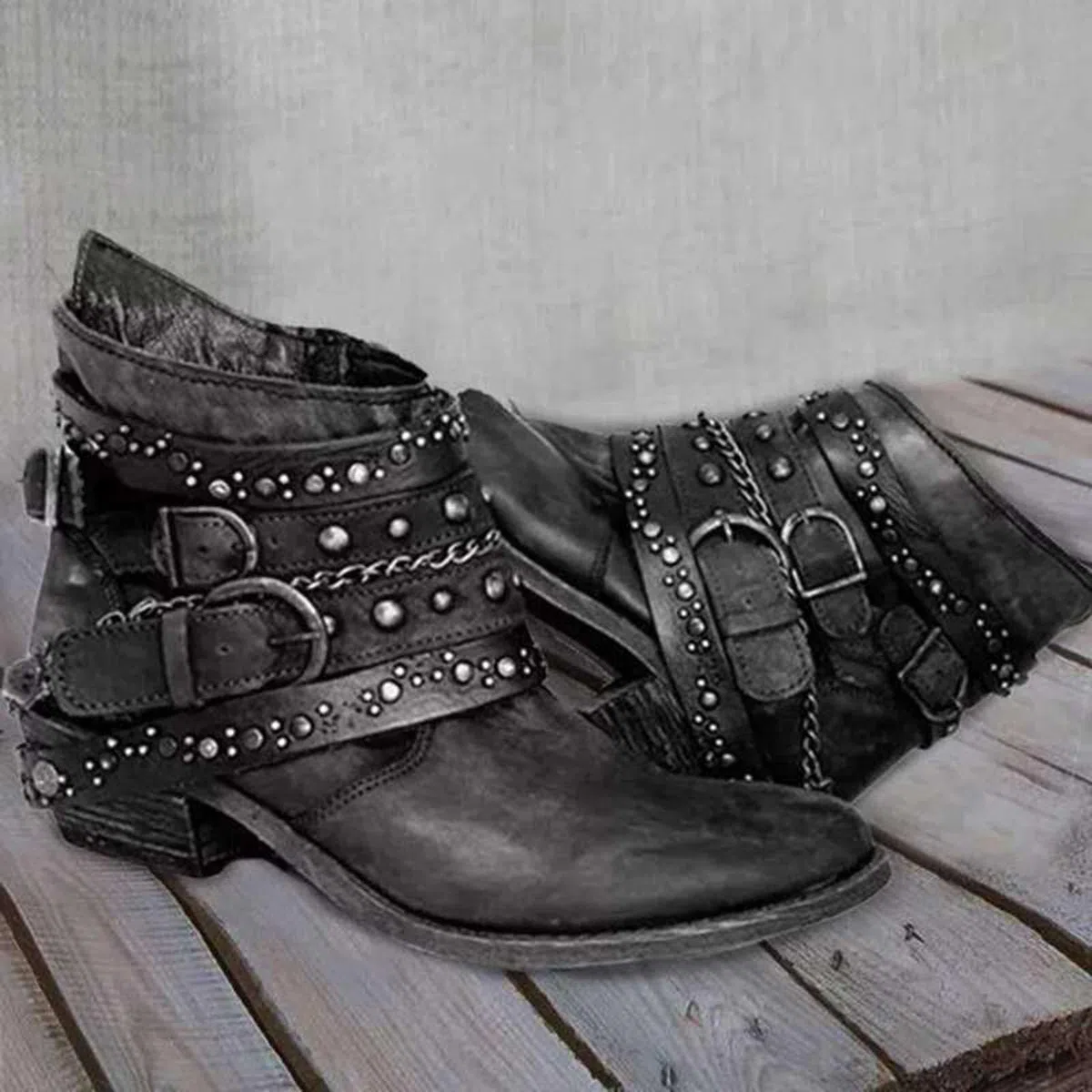 Stivali da cowboy da donna con tacco | tinta unita retrò stivali corti per donne | eleganti stivaletti antiscivolo con tacco corto | comodi stivali invernali per il tempo libero
