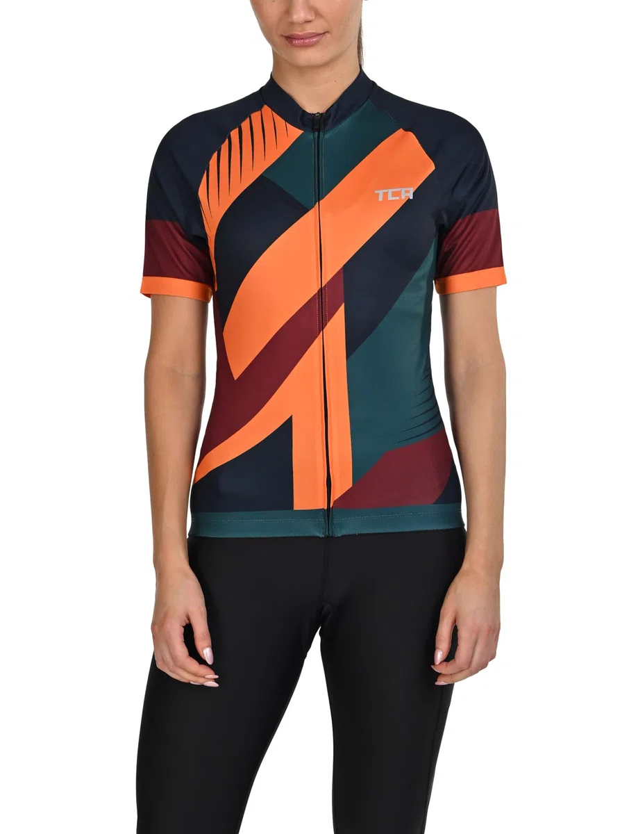 TCA Maglia da Ciclismo da Donna Maglia Leggera a Maniche Corte per Bicicletta – Fit Atletico con 3 Tasche Posteriori per Ciclismo