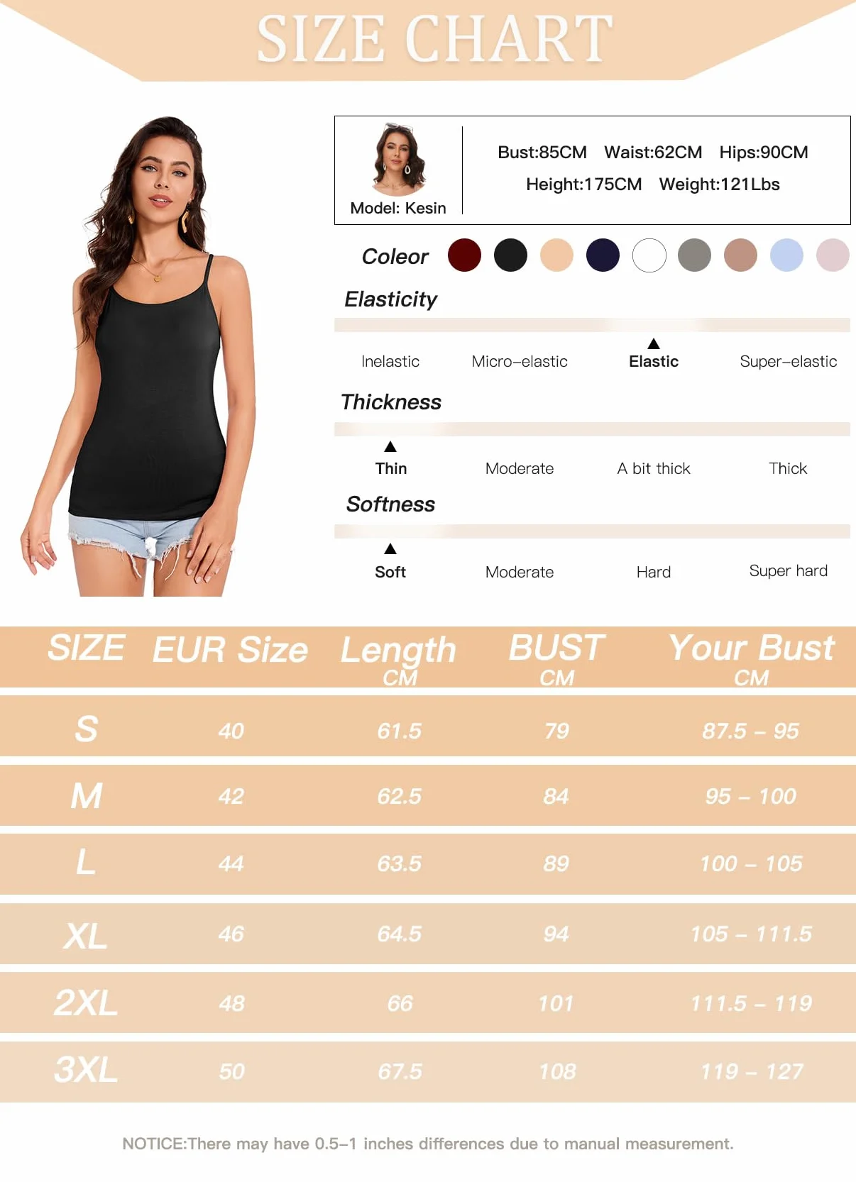 ANYFITTING Canotta da Donna con Reggiseno Incorporato Top di Base Reggiseno Ideale per Sport Leggeri e Yoga Canotta da Donna Senza Maniche Girocollo Canotta Imbottita Estiva S-3XL