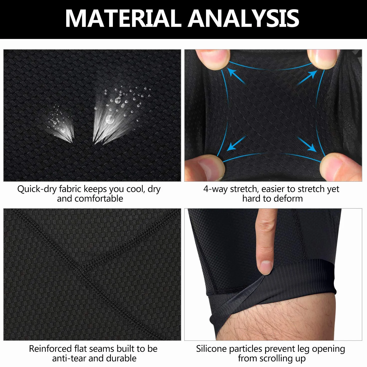 NICEWIN Pantaloncini da Ciclismo da Uomo, Imbottitura 4D, Antiscivolo, Ampia Fascia in Vita, per Bici e Moto