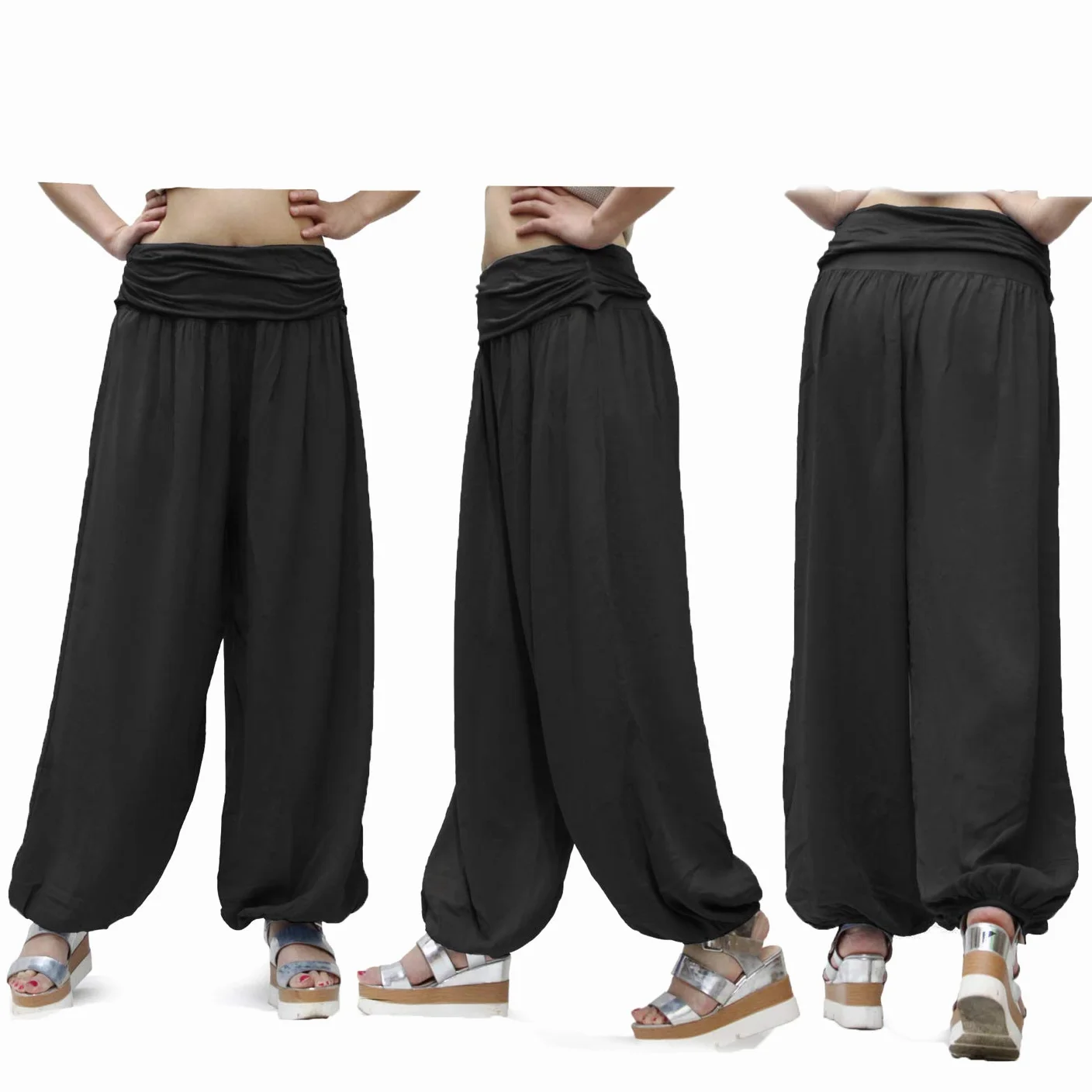 GLAMEXX24 Pantaloni Harem Donna, Larga Casual Pantaloni da Yoga con Tasche, Estivi Pantaloni Sportivi Leggeri per Jogging, Danza, Pilates