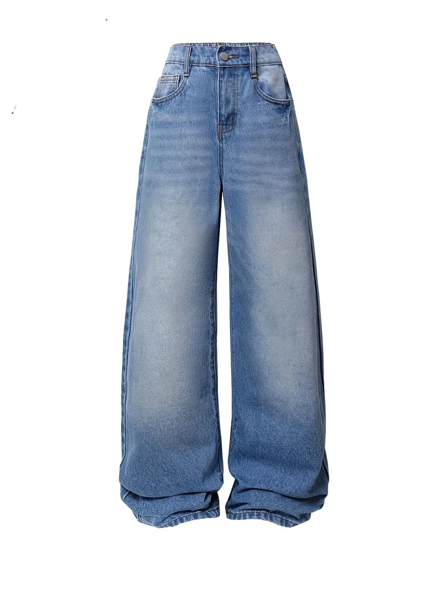 2025 - Jeans da ragazza, gamba larga, denim baggy, vita alta, fiocco carino, abbigliamento casual per bambini per bambini