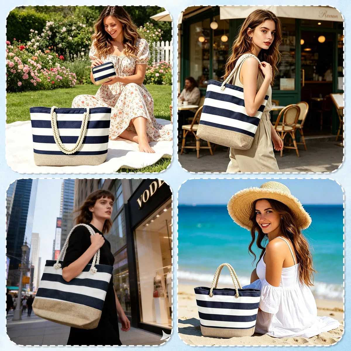 GEEKEO Borsa da spiaggia, grande borsa da spiaggia da donna, impermeabile e resistente alla sabbia, con chiusura lampo, borsa da spiaggia per la famiglia, borsa per la spesa per donne, spiaggia