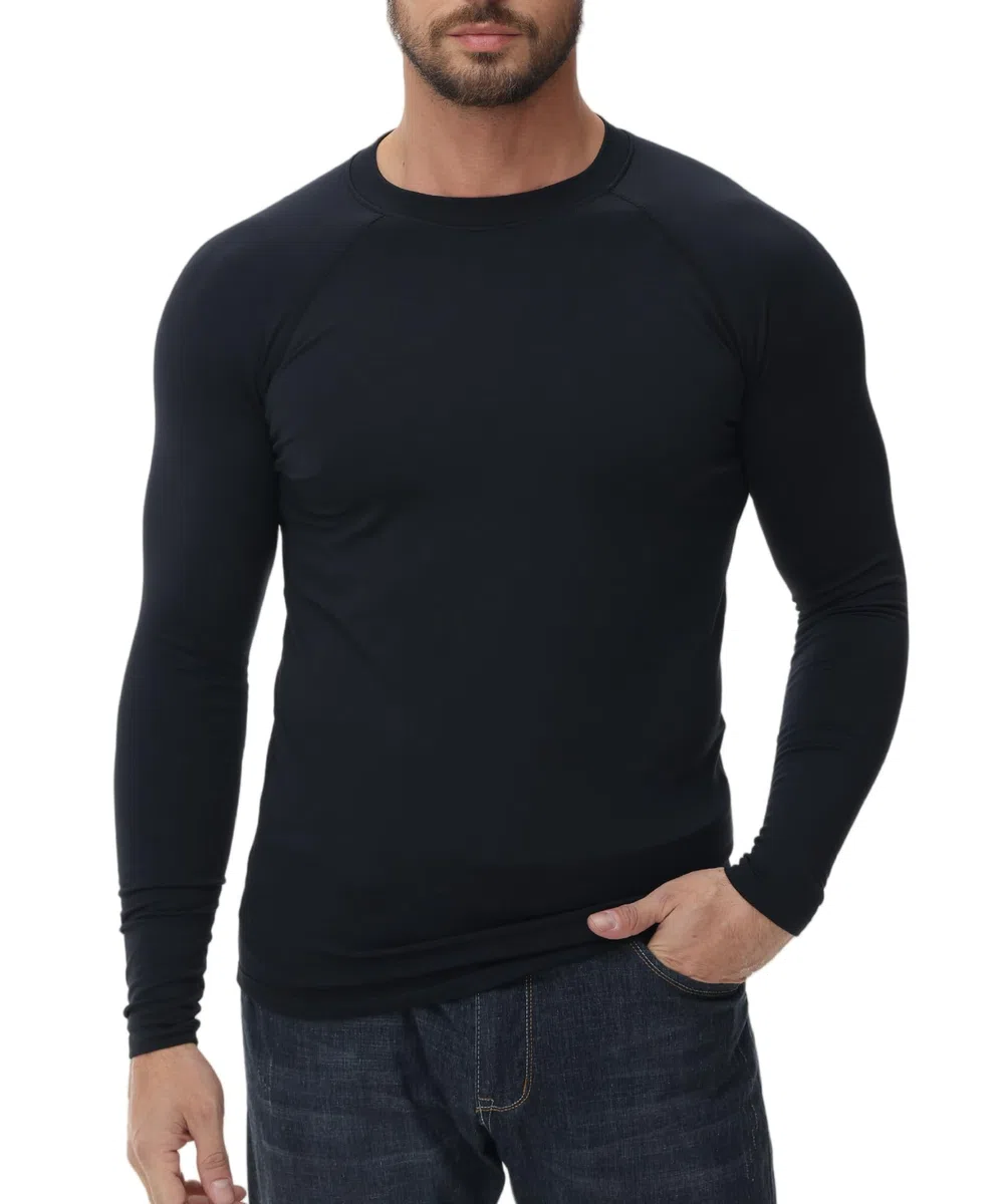 HUGE SPORTS Maglia Termiche da Uomo Invernale Biancheria Intimo Termica a Maniche Lunghe Asciugatura Rapida Corsa Ciclismo