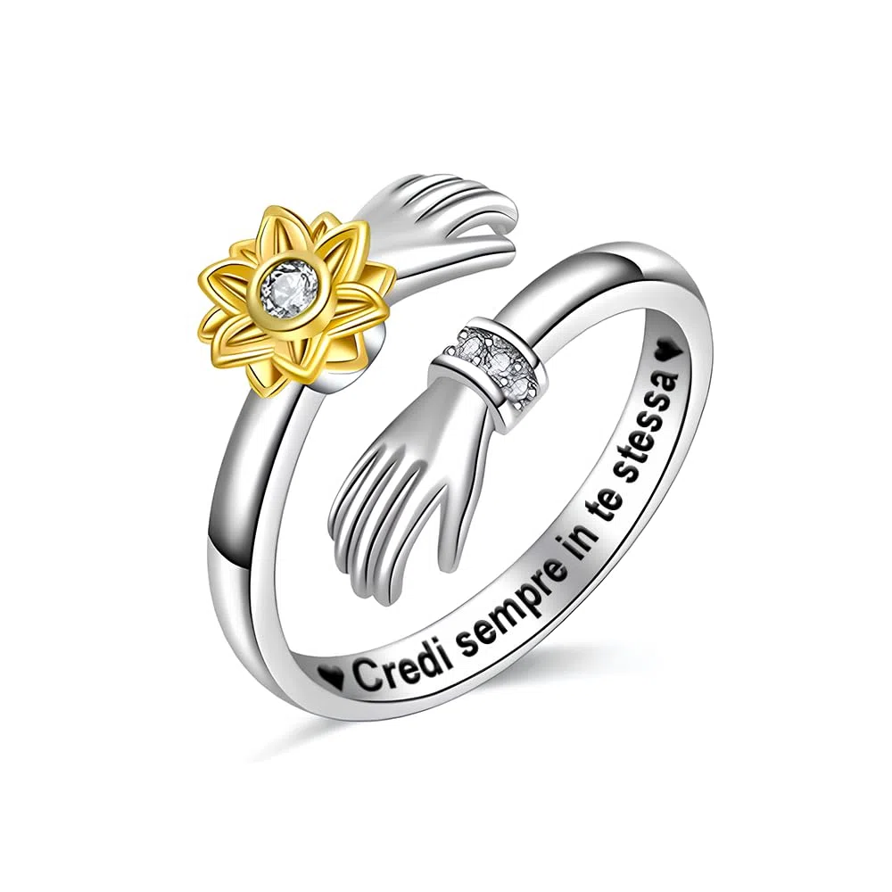 Anello da Donna Argento Sterling 925 - Anello Ispirazionale e di Incoraggiamento per Donne Ragazze Dimensione Pollice Regolabile Anelli allontanare ansia - Cofanetto incluso
