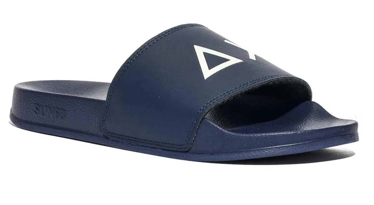 SUN68 X36110 Slippers Logo Navy Blue Ciabatte per Uomo in Gomma
