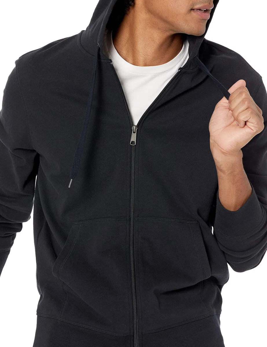 Amazon Essentials Uomo Felpa Leggera con Cappuccio in French Terry con Zip Integrale vestibilità Comoda