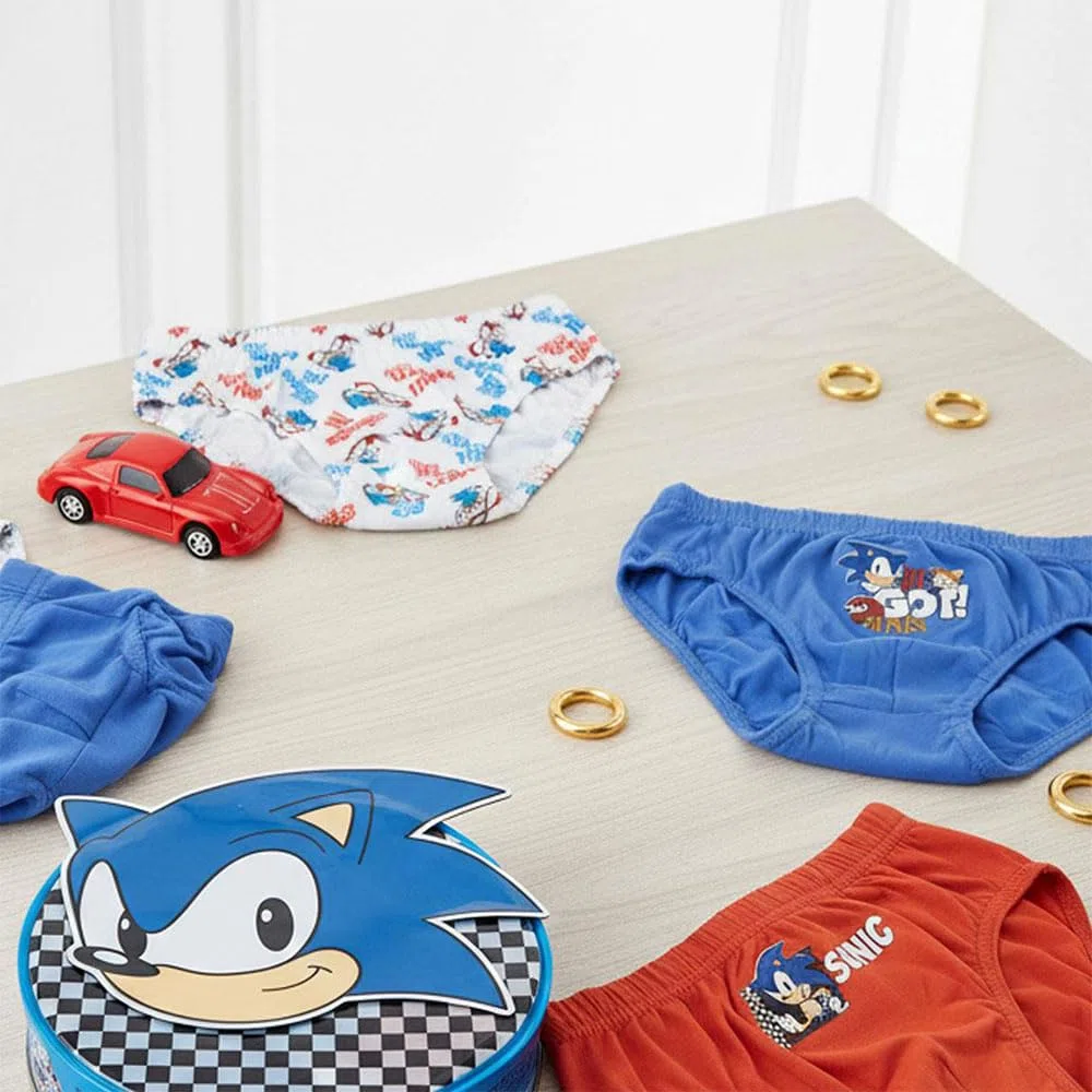 CERDÁ Life's Little Moments Pack Calzoncillos Single Jersey Neceser Sonic Niño – Pack Calzoncillos Single Jersey Neceser Sonic Boxer a Pantaloncino Unisex - Bambini e Ragazzi (Pacco da 6)