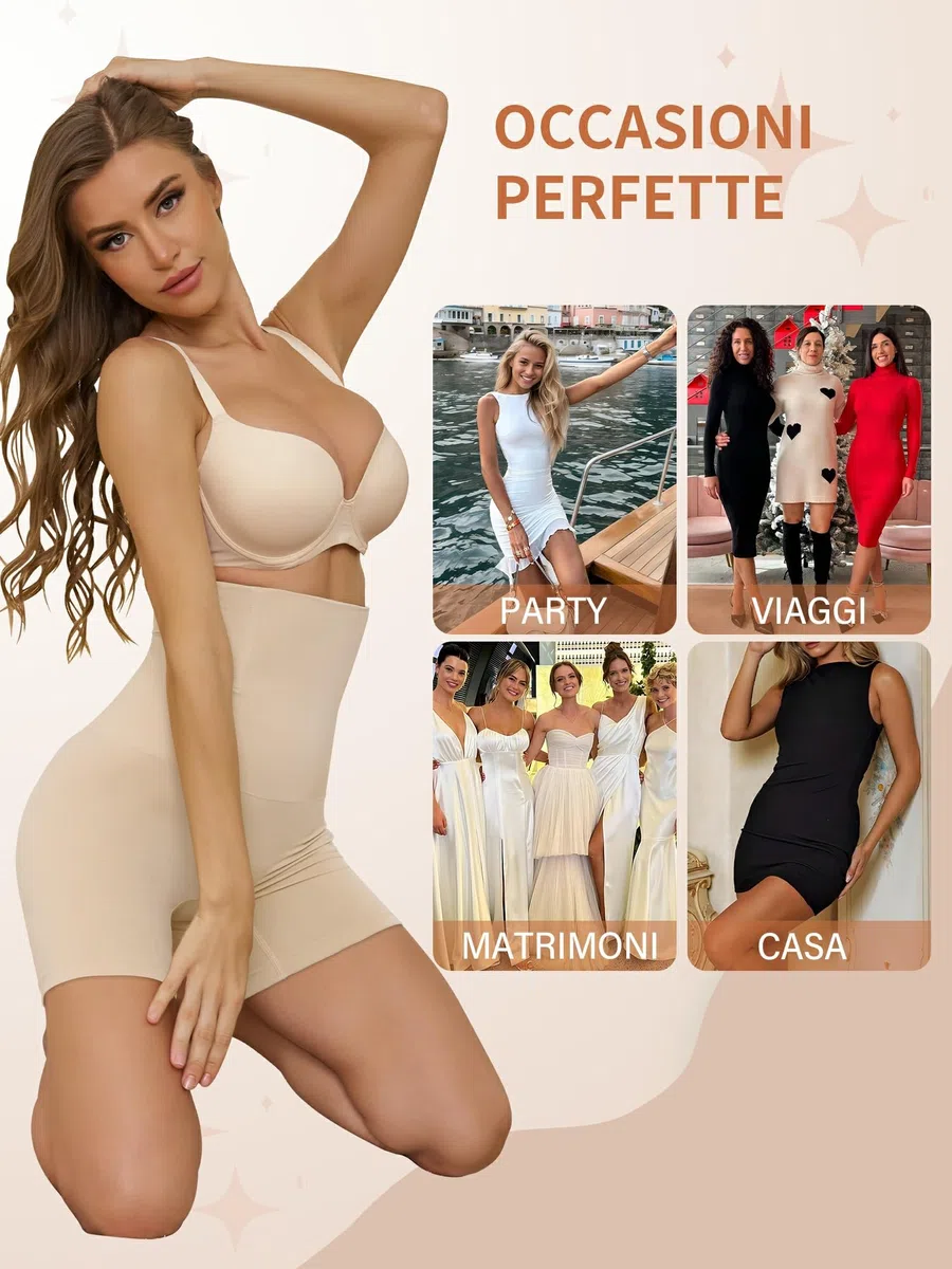 DIGZ Guaina Contenitiva Donna Pancia Piatta, Pancera Contenitiva Donna a Coscia Lunga, Mutande Contenitive Modellanti – Intimo Push Up Post Parto, Tessuto Elastico e Traspirante