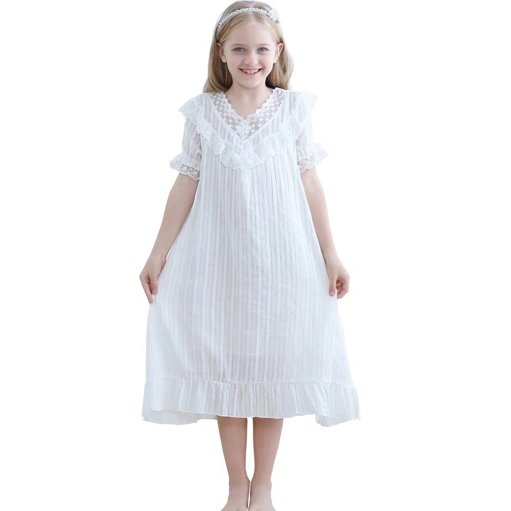 Camicia da notte vittoriana per bambine, vestito da notte da principessa, per bambine dai 3 ai 12 anni