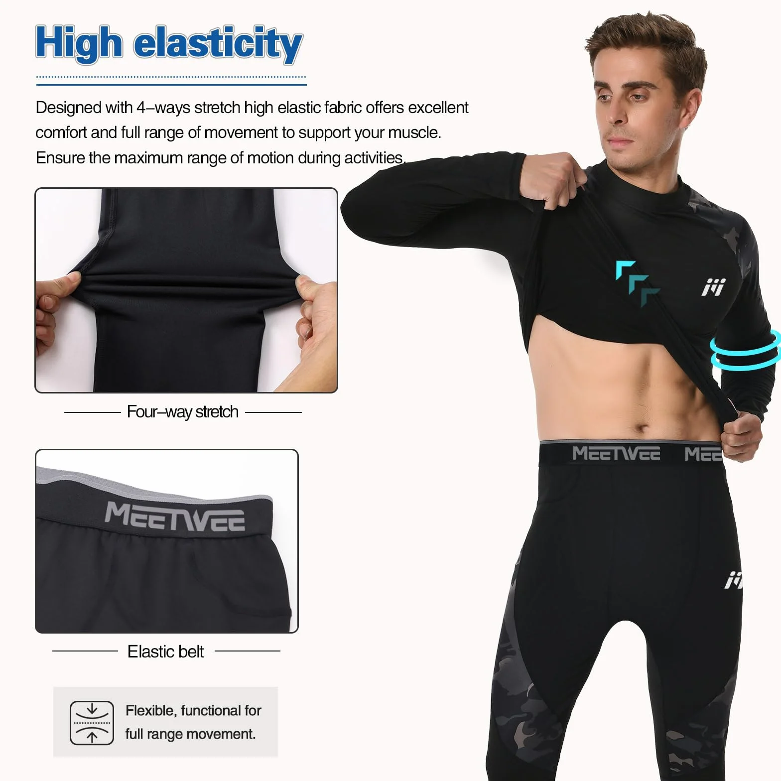 MEETWEE Thermal Underwear Set Biancheria Intima Termica da Uomo