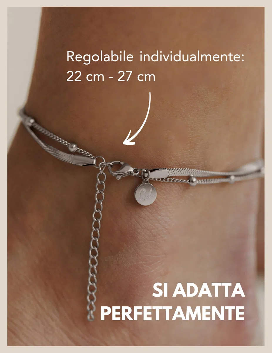 GD GOOD.designs Cavigliera da donna I Cavigliera a più file - Regolabile I Cavigliera a catena di serpenti in oro - argento - oro rosa I Impermeabile