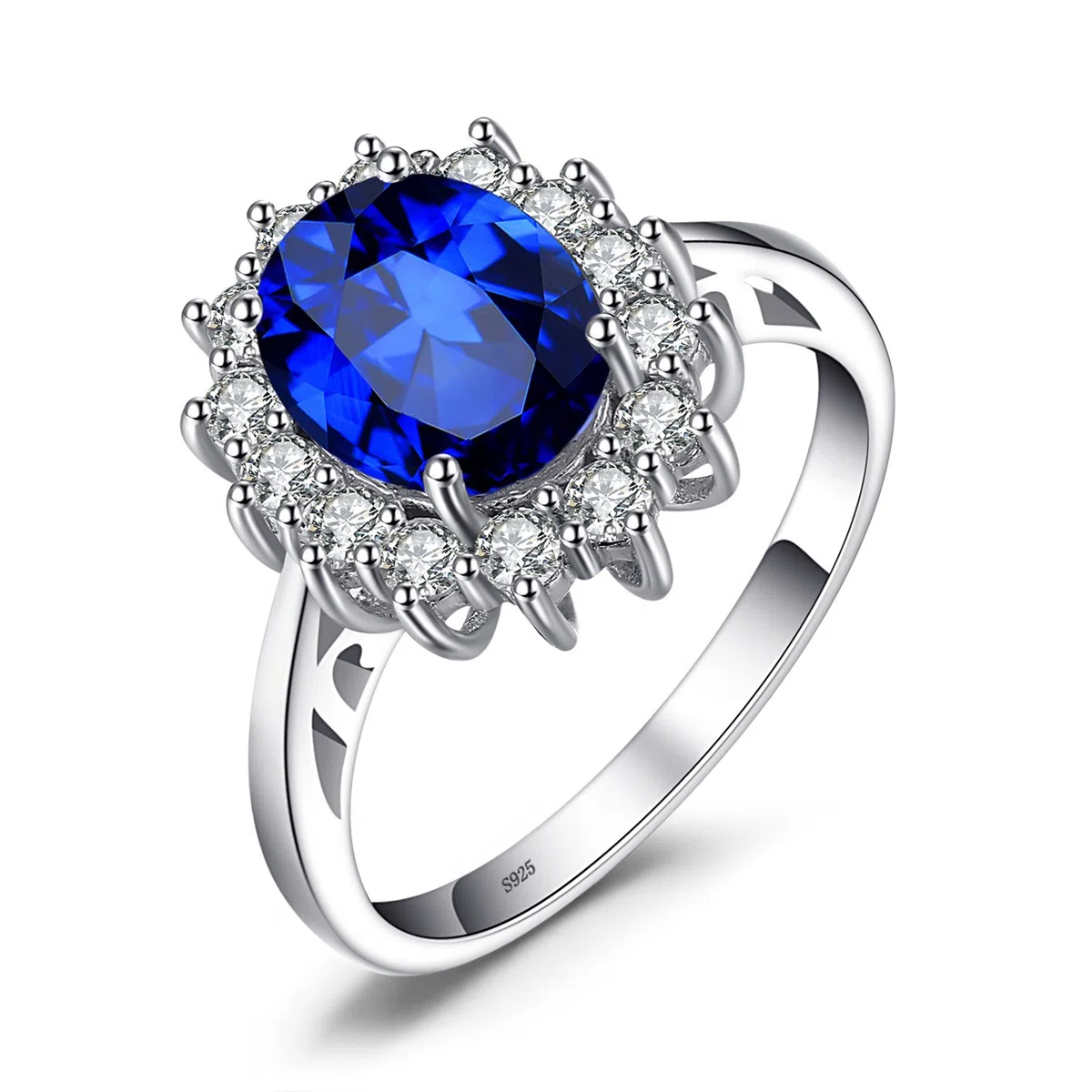 JewelryPalace Kate Middleton Anello Halo Donna Argento 925 Con Pietre Preziose Colorate, Princess Diana William Anelli Dorati in Oro Con Pietra Ovale, Fedina Zirconi Oro Rosa Set Gioielli
