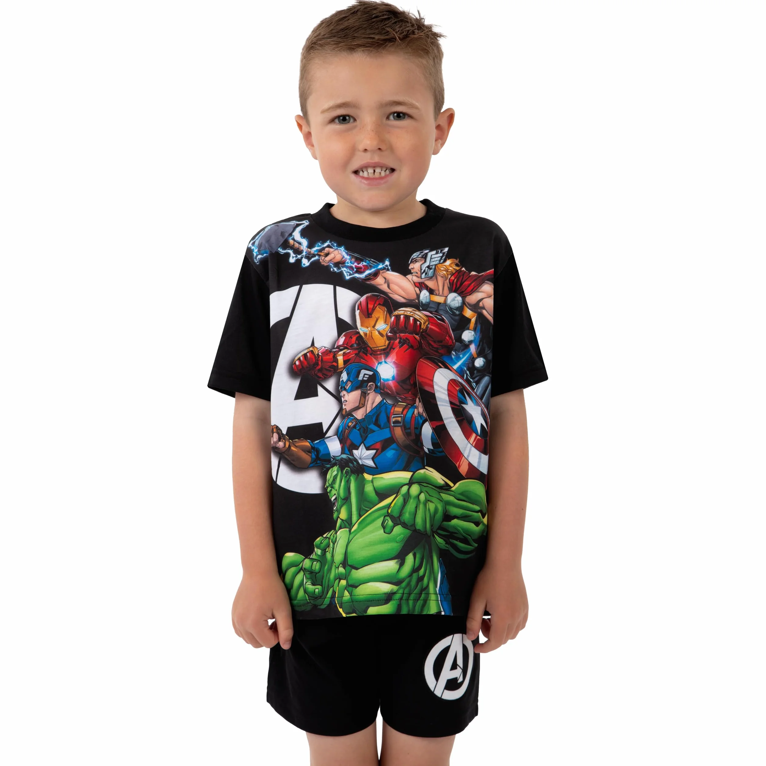 Marvel Pigiama Avengers, Pigiama Estivo per Bambino con Thor, Captain America, Hulk E Iron Man, Completo da Notte Corto per Bambini
