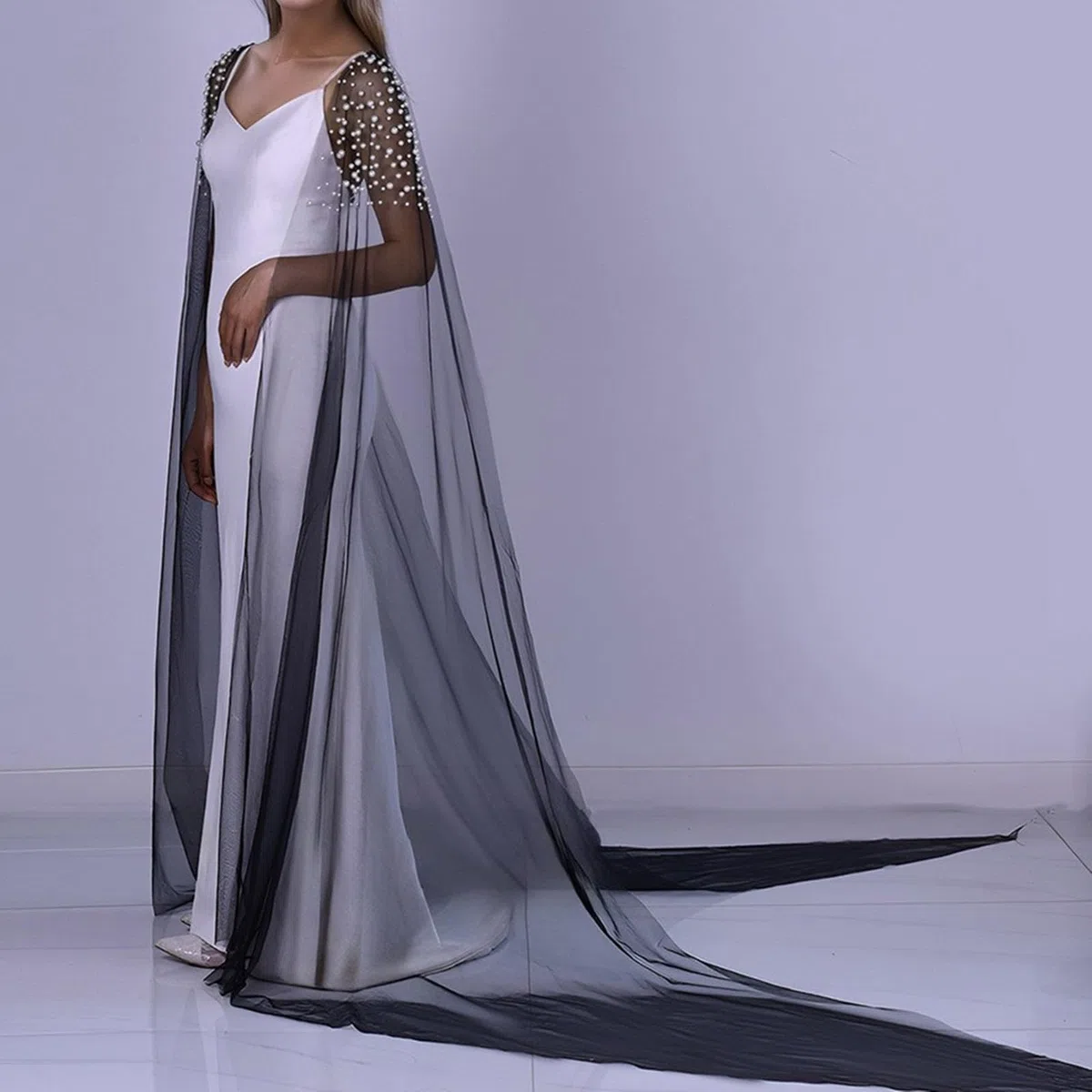velo da spalla, eleganti maniche per braccio da donna perle artificiali abito velo a spalla maniche lunghe maniche da sposa maniche per sposa - bianco