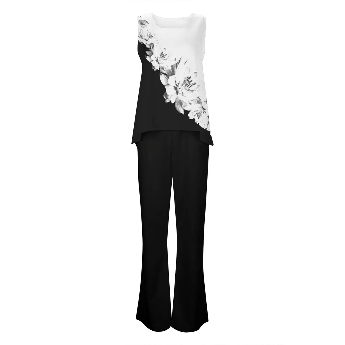 MJGkhiy Completo Cerimonia Donna Elegante Set Completo Tuta Donna Senza Maniche Vita Alta Pantaloni Abito da Sera in 2 Pezzi Tute Donna Eleganti Da Cerimonia