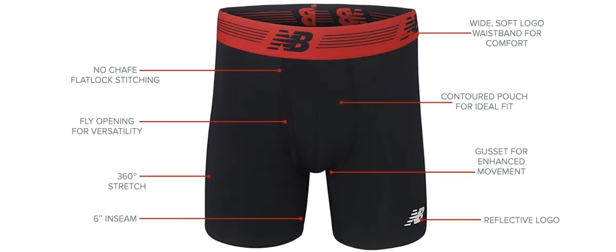 New Balance Boxer da uomo da 15,2 cm con patta frontale (confezione da 3)