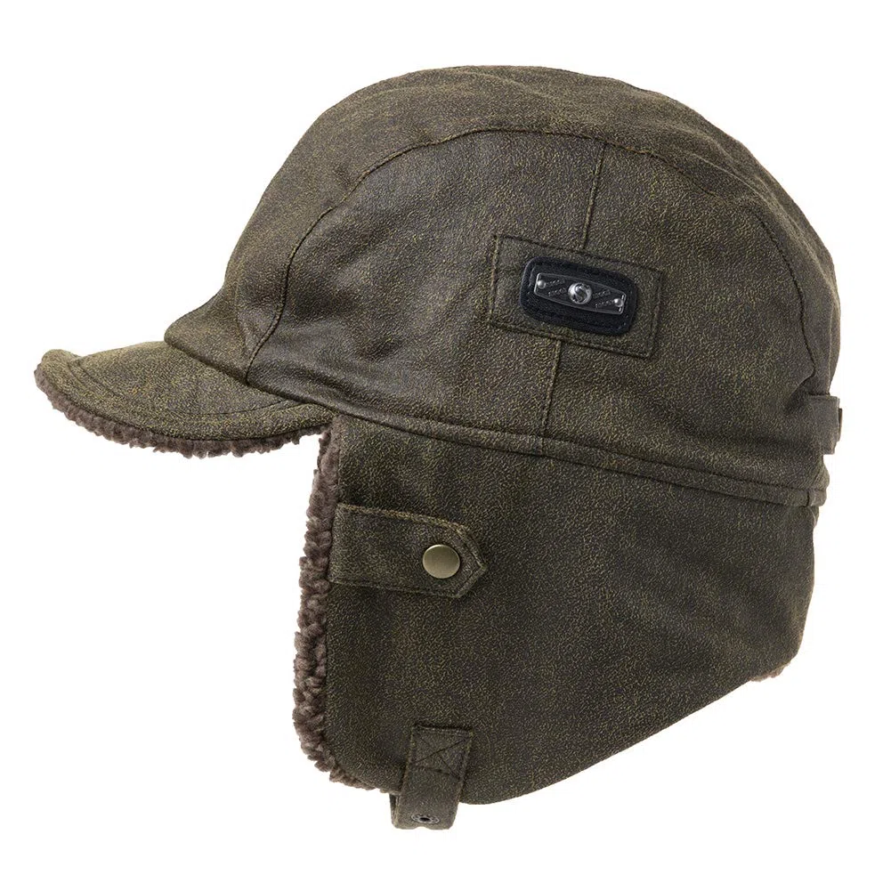 Siggi - cappello da aviatore in pelle sintetica, cappello da caccia invernale per adulti.