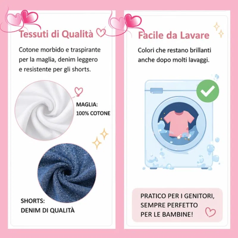 OrJana Completo Bambina 2 Pezzi con Unicorno, Maglietta con Volant e Jeans, Tema Unicorno e Arcobaleno